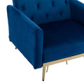 Coolmore Velvet Accent Chair With Adjustable Armrests And Backrest, Button Tufted Lounge Chair, Single Recliner Armchair With Ottoman Navy Metal