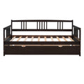 Twin Size Daybed Wood Bed With Twin Size Trundle,Espresso Espresso Solid Wood