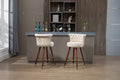 Coolmore Swivel Bar Stools With Backrest Footrest With A Fixed Height Of 360 Degrees Ivory Solid Wood