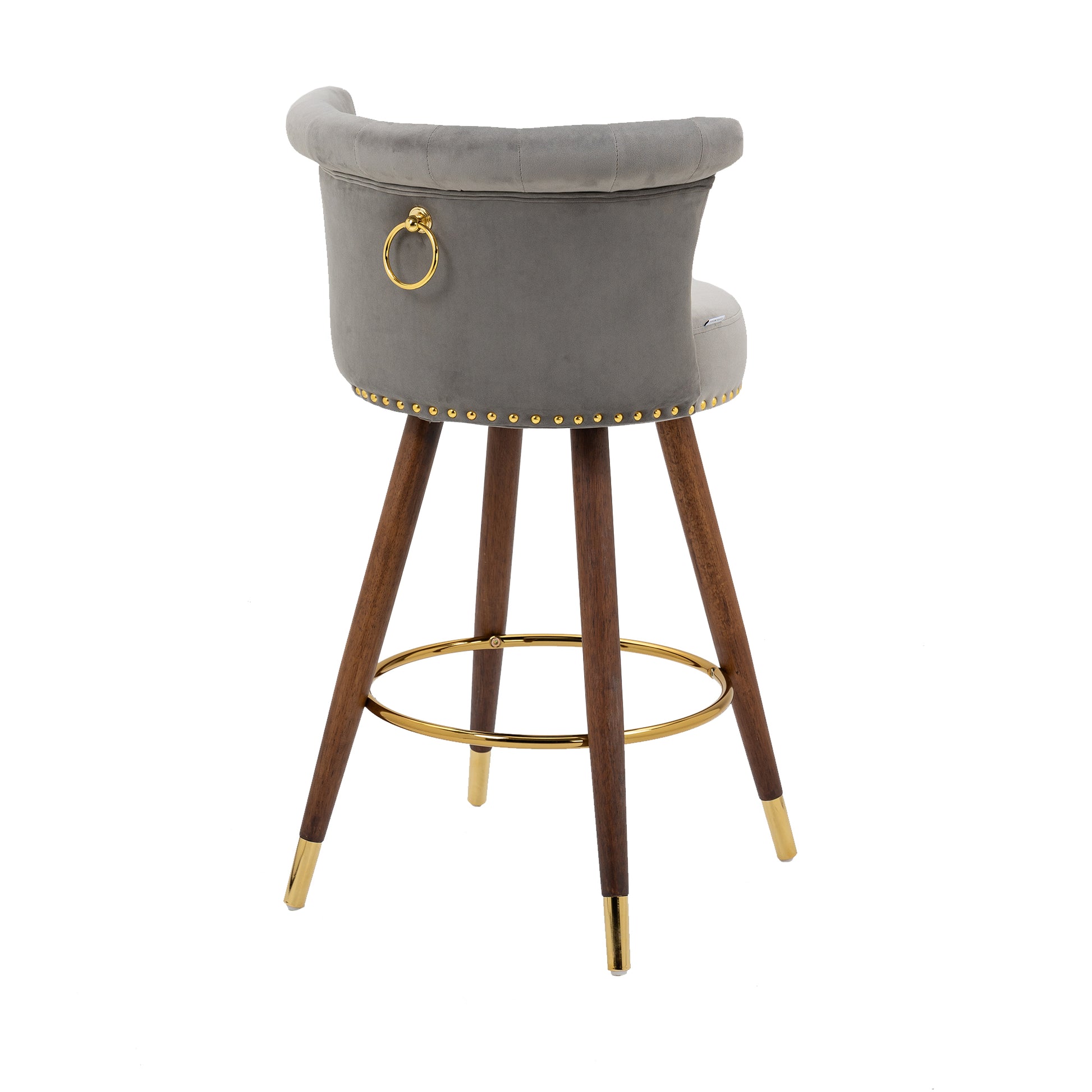Coolmore Swivel Bar Stools With Backrest Footrest ,With A Fixed Height Of 360 Degrees Gray Solid Wood