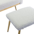 Coolmore Velvet Accent Chair With Adjustable Armrests And Backrest, Button Tufted Lounge Chair, Single Recliner Armchair With Ottoman White Teddy Metal