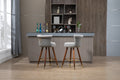 Coolmore Swivel Bar Stools With Backrest Footrest ,With A Fixed Height Of 360 Degrees Gray Solid Wood