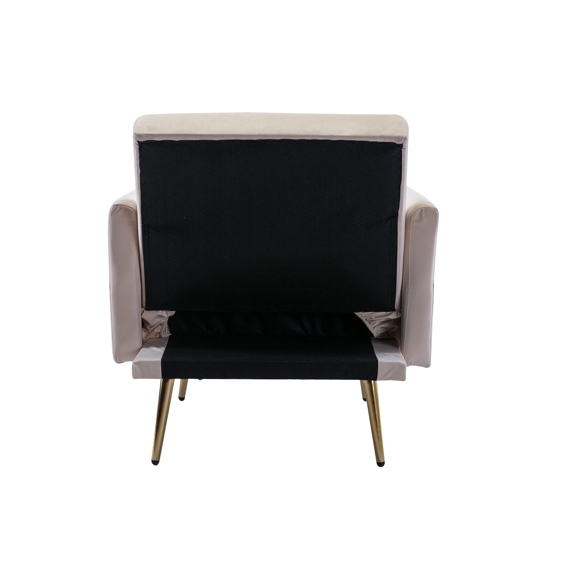 Coolmore Velvet Accent Chair With Adjustable Armrests And Backrest, Button Tufted Lounge Chair, Single Recliner Armchair With Ottoman Beige Metal