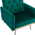 Coolmore Velvet Accent Chair With Adjustable Armrests And Backrest, Button Tufted Lounge Chair, Single Recliner Armchair With Ottoman Green Metal