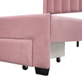 Queen Size Storage Bed Velvet Upholstered Platform Bed With A Big Drawer Pink Pink Velvet