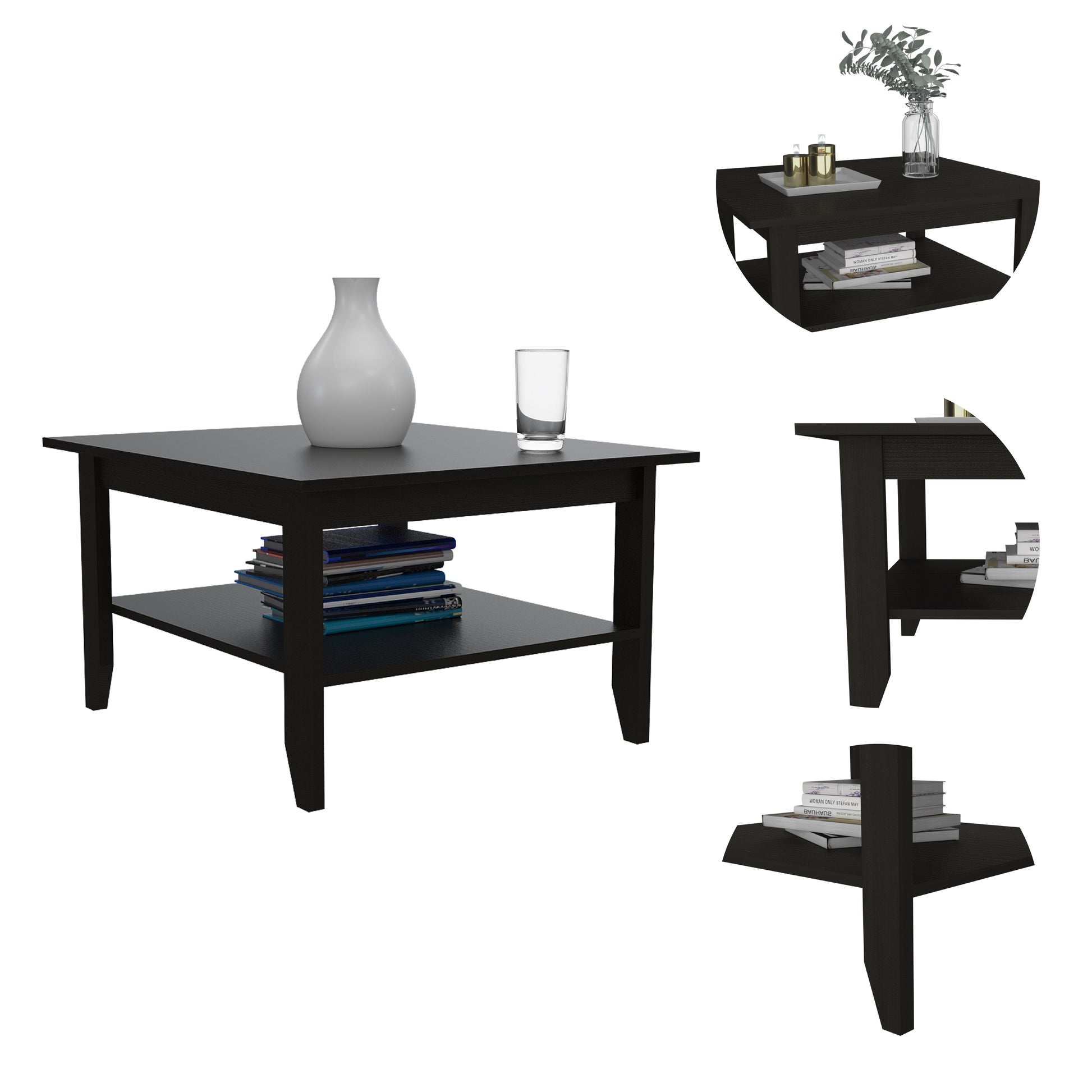 Danvers Rectangle Coffee Table Black Wengue Black Particle Board