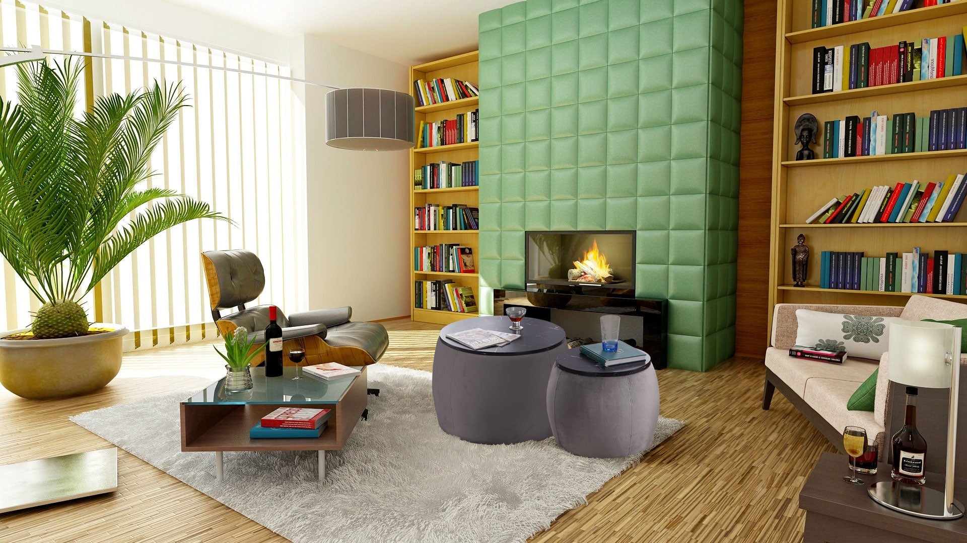 Set Of 2 End Table With Storage, Round Accent Side Table With Removable Top For Living Room, Bedroom, Top 650*450, 480*390 Grey Foam Mdf