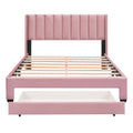 Queen Size Storage Bed Velvet Upholstered Platform Bed With A Big Drawer Pink Pink Velvet