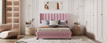 Queen Size Storage Bed Velvet Upholstered Platform Bed With A Big Drawer Pink Pink Velvet