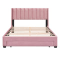 Queen Size Storage Bed Velvet Upholstered Platform Bed With A Big Drawer Pink Pink Velvet