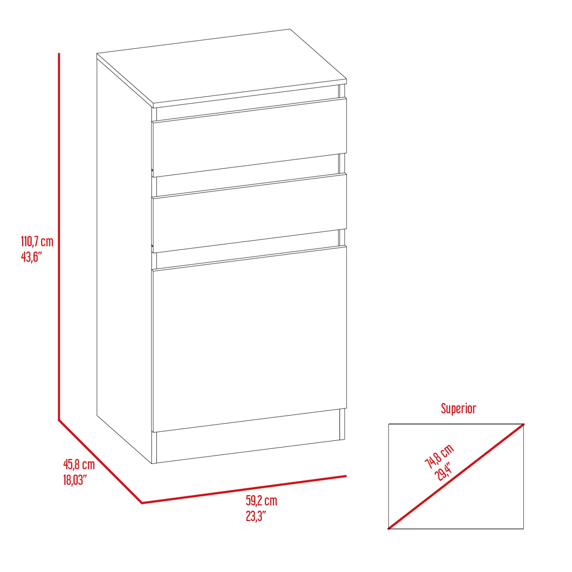 Cassel 2 Drawer Dresser White White Particle Board