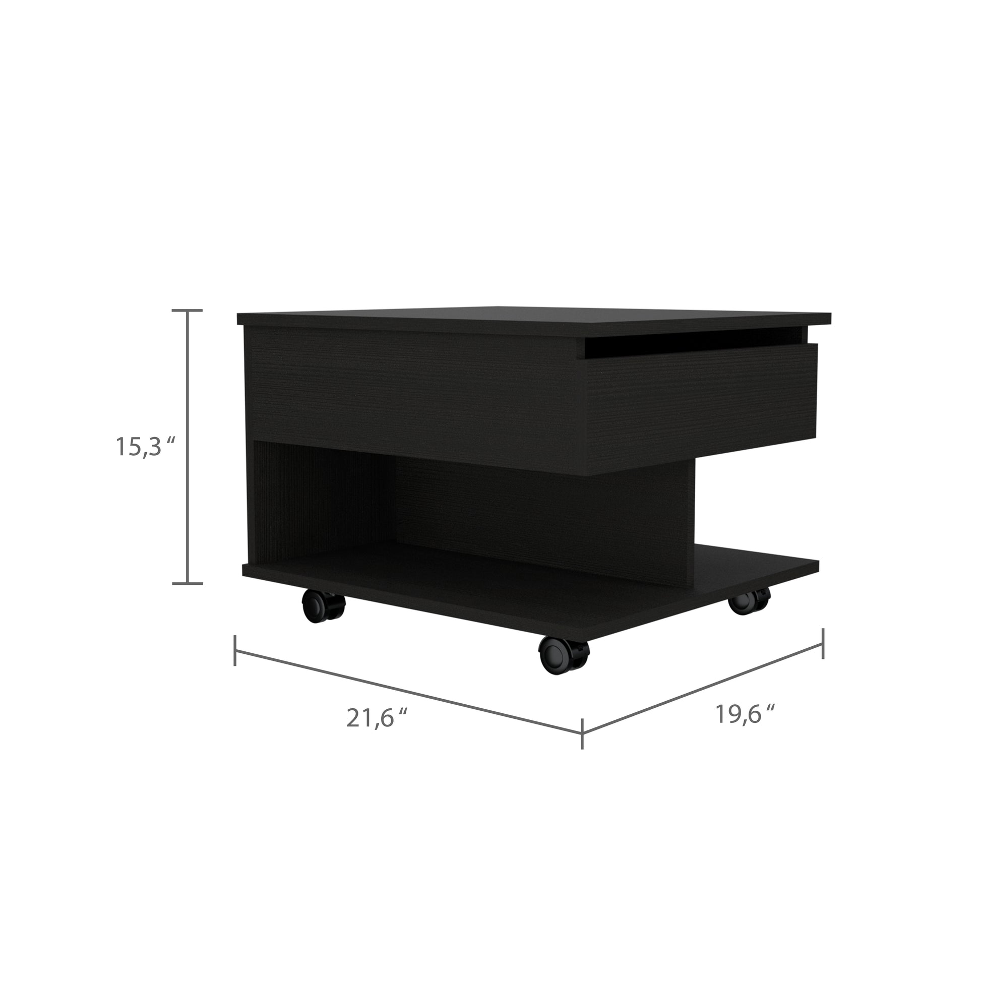 Black Wengue 1 Drawer 1 Shelf Lift Top Coffee Table Black Particle Board