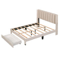 Full Size Storage Bed Velvet Upholstered Platform Bed With A Big Drawer Beige Beige Velvet