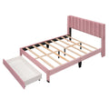 Queen Size Storage Bed Velvet Upholstered Platform Bed With A Big Drawer Pink Pink Velvet