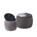 Set Of 2 End Table With Storage, Round Accent Side Table With Removable Top For Living Room, Bedroom, Top 650*450, 480*390 Grey Foam Mdf