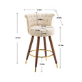 Coolmore Swivel Bar Stools With Backrest Footrest With A Fixed Height Of 360 Degrees Ivory Solid Wood