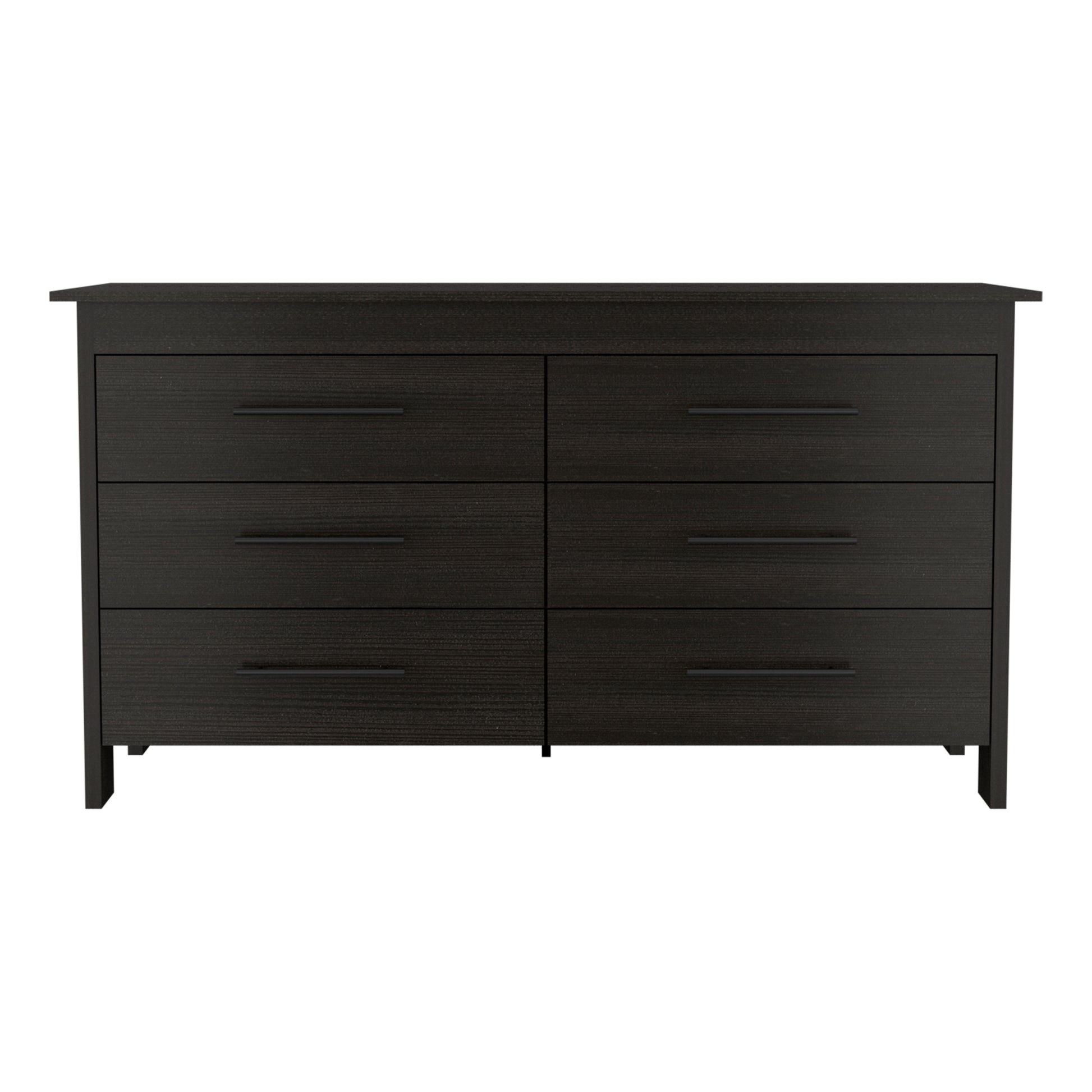Southington 6 Drawer Rectangle Dresser Black Wengue Black Particle Board