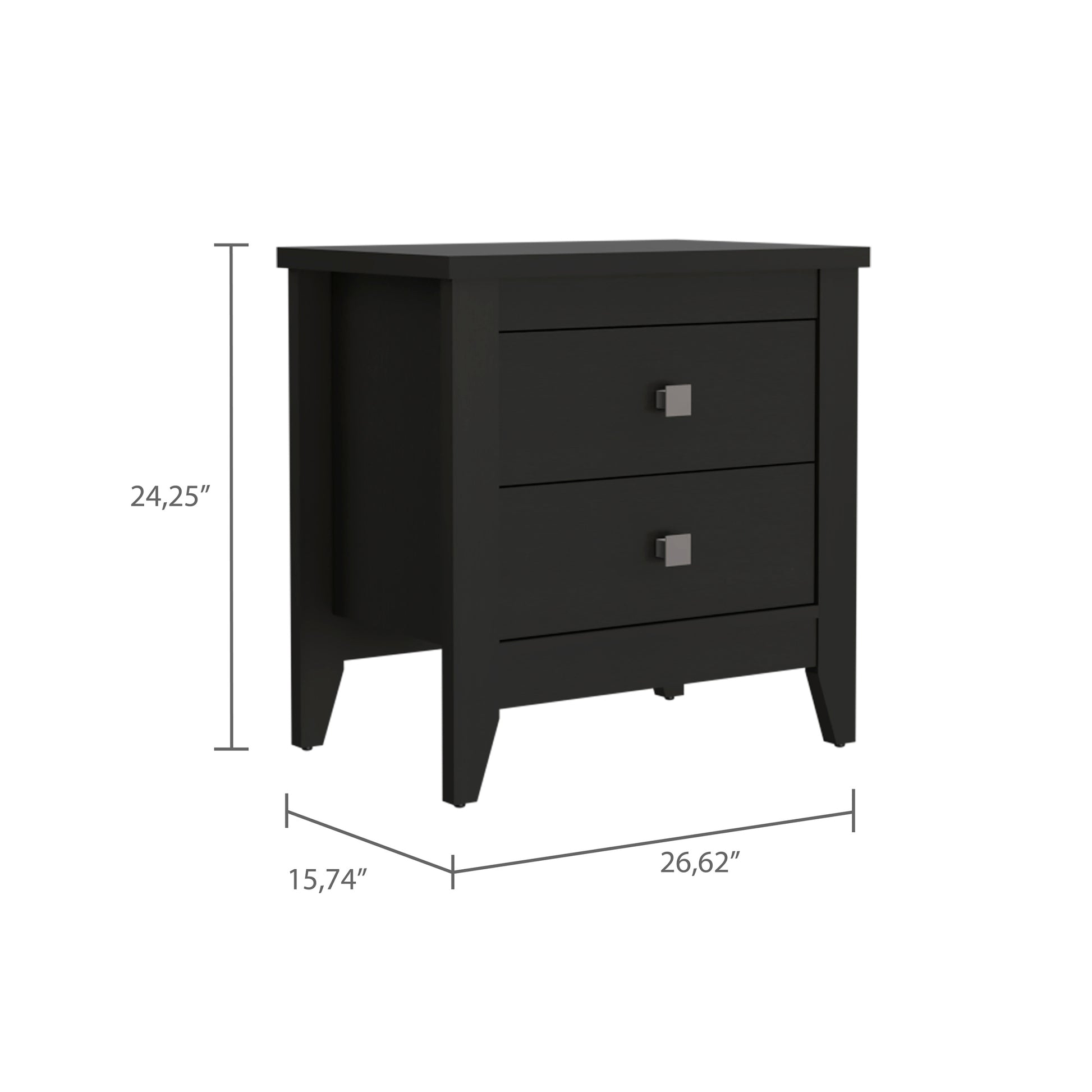 Windsor 2 Drawer Nightstand Black Wengue Black Particle Board