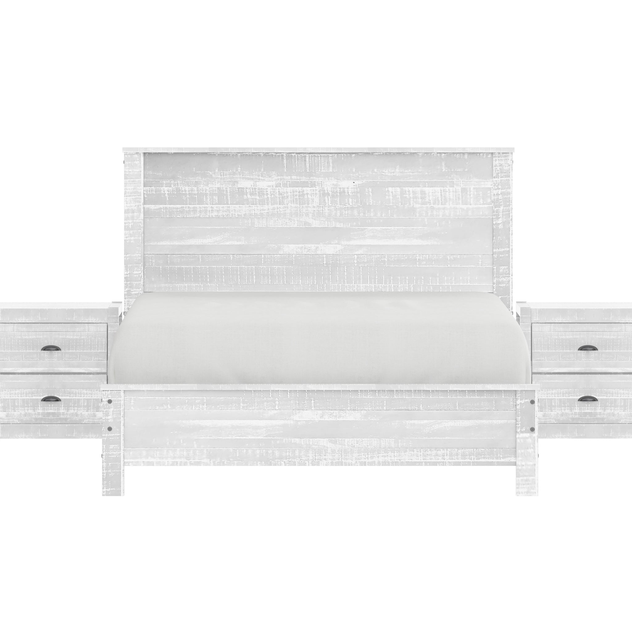 Albany 3 Piece Queen Bed Set, Heavy Duty Solid Wood Queen Size Bed Frame With Bedside Table Set Of 2, White White Solid Wood