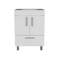White 2 Door Rectangle Single Bathroom Vanity White Particle Board