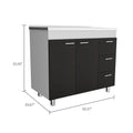 Lighthouse 3 Drawer Base Cabinet White And Black Wengue Black Particle Board