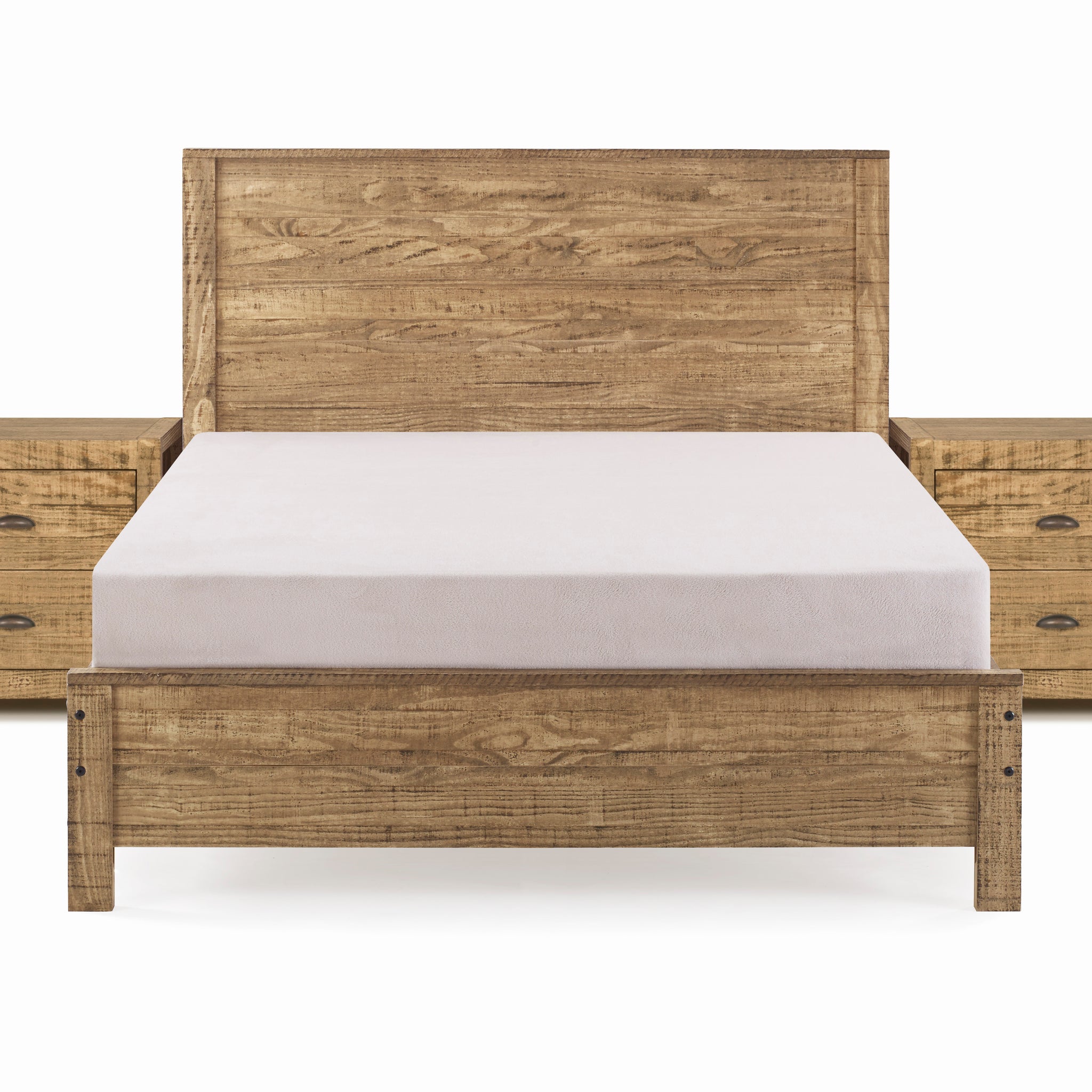 Albany 3 Piece Twin Bed Set, Heavy Duty Solid Wood Twin Size Bed Frame With Bedside Table Set Of 2, Walnut Walnut Solid Wood