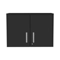 Black Wengue 2 Door Rectangle Wall Cabinet Black Particle Board
