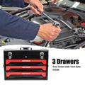 3 Drawers Tool Box With Tool Set Black Steel