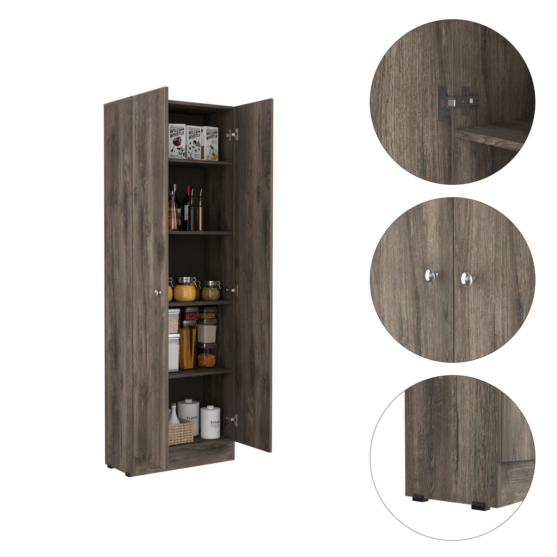 Buxton Rectangle 2 Door Storage Tall Cabinet Dark Brown And Black Wengue Brown Particle Board