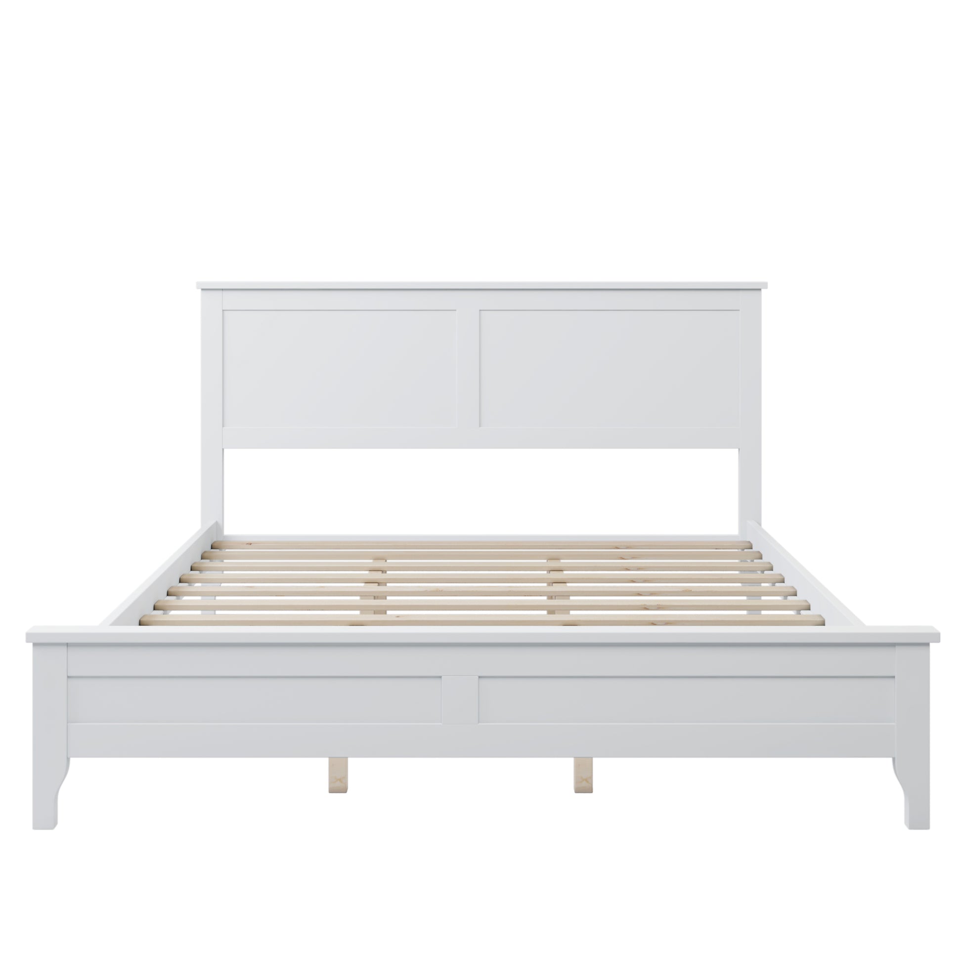 Modern White Solid Wood Queen Platform Bed Old Sku:Wf283525Aak White Solid Wood