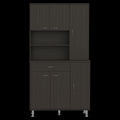 Tigard 1 Shelf 1 Drawer Pantry Cabinet Black Wengue Black Particle Board