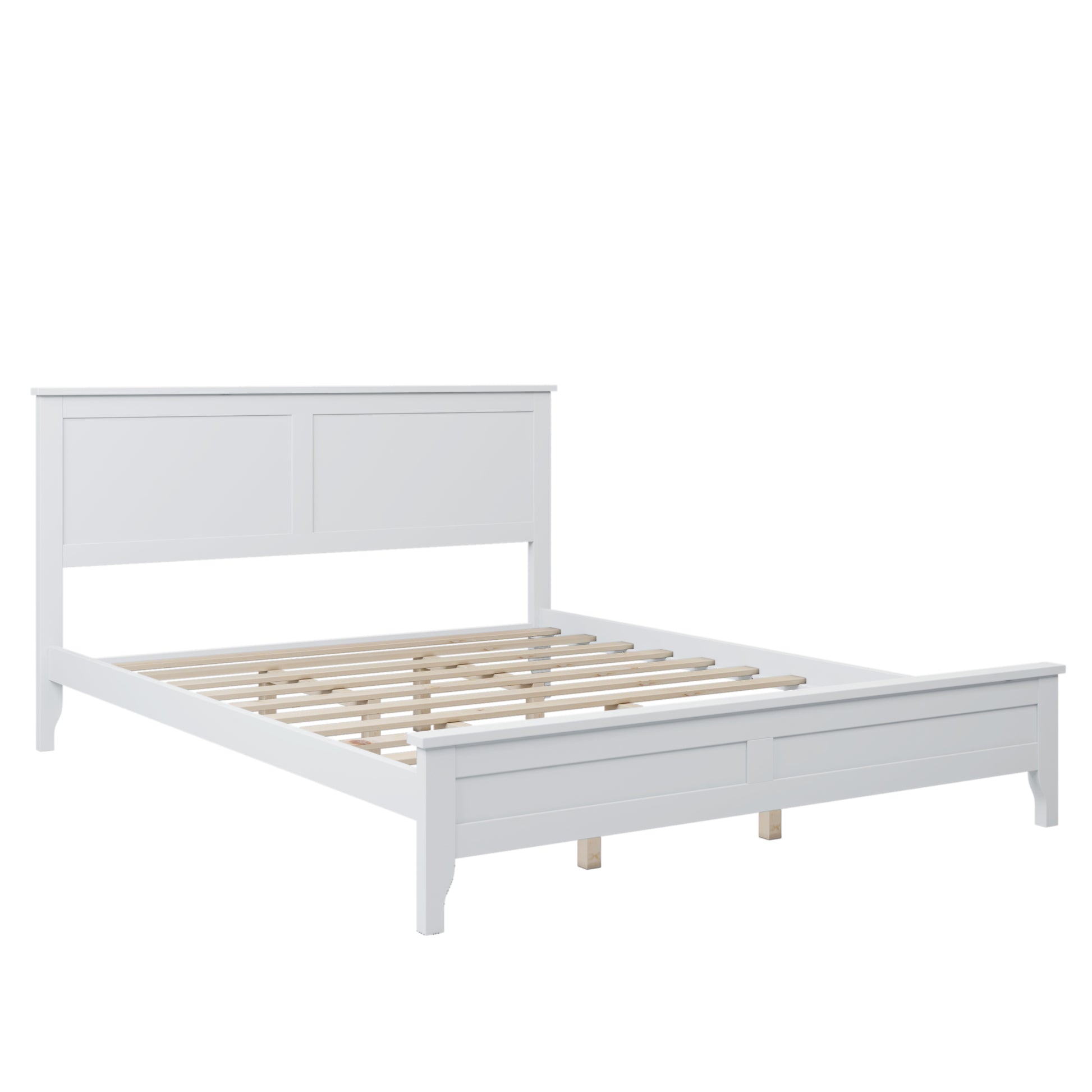 Modern White Solid Wood Queen Platform Bed Old Sku:Wf283525Aak White Solid Wood