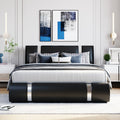Queen Size Upholstered Faux Leather Platform Bed With A Hydraulic Storage System, Black Black Technical Leather