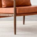Pu Leather Accent Arm Chair Mid Century Modern Upholstered Armchair With Imitation Solid Wood Walnut Color Metal Frame Extra Thick Padded Backrest And Seat Cushion Sofa Chairs For Living Room Sf 010 Brown Foam Pu