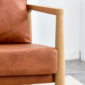 Pu Leather Accent Arm Chair Mid Century Modern Upholstered Armchair With Imitation Solid Wood Color Metal Frame Extra Thick Padded Backrest And Seat Cushion Sofa Chairs For Living Room Sf 010 Brown Foam Pu