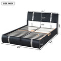 Queen Size Upholstered Faux Leather Platform Bed With A Hydraulic Storage System, Black Black Technical Leather