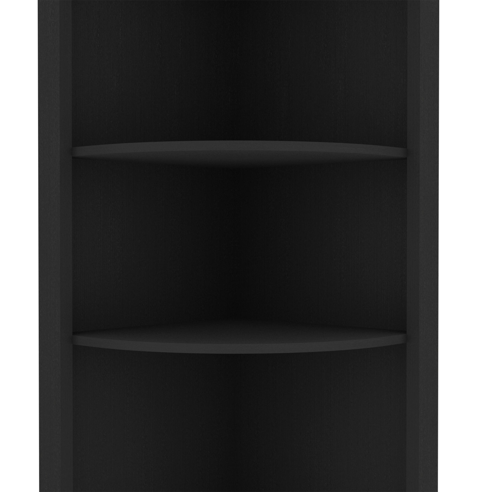 Morgana 8 Bottle 5 Shelf Corner Bar Cabinet Black Wengue Black Particle Board