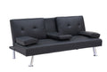 Black Leather Multifunctional Double Folding Sofa Bed For Office With Coffee Table Black Foam Pvc 2 Seat