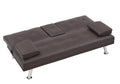 Video Brown Leather Multifunctional Double Folding Sofa Bed For Office With Coffee Table Brown Foam Pvc 2 Seat