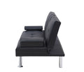 Black Leather Multifunctional Double Folding Sofa Bed For Office With Coffee Table Black Foam Pvc 2 Seat