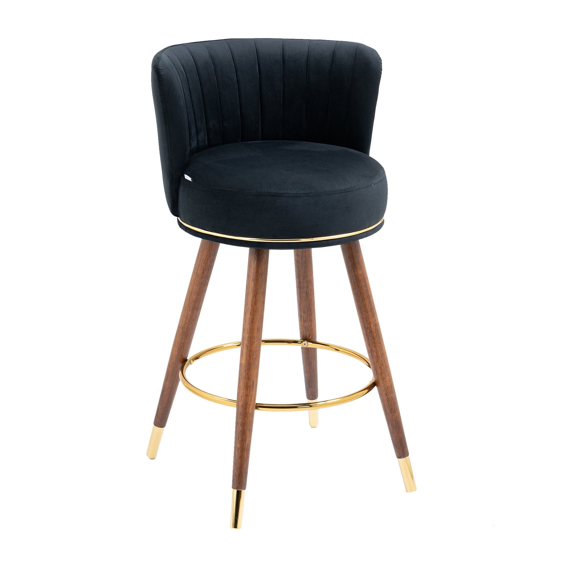 Coolmore Counter Height Bar Stools Set Of 2 For Kitchen Counter Solid Wood Legs With A Fixed Height Of 360 Degrees Black Solid Wood