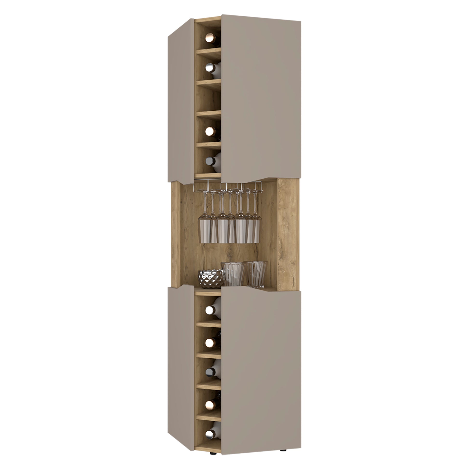 Macadamia And Taupe 10 Bottle Bar Cabinet Taupe Particle Board
