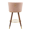Coolmore Counter Height Bar Stools Set Of 2 For Kitchen Counter Solid Wood Legs With Fabric With A Fixed Height Of 360 Degrees Pink Solid Wood
