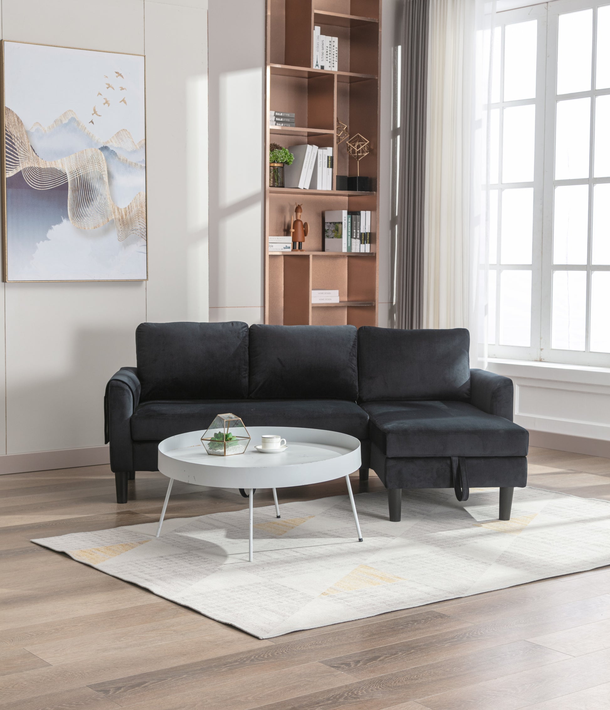 United We Win Sectional Sofa Reversible Sectional Sleeper Sectional Sofa With Storage Chaise Black Polyester