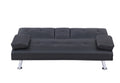 Black Leather Multifunctional Double Folding Sofa Bed For Office With Coffee Table Black Foam Pvc 2 Seat