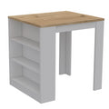 Elkins 3 Drawer Kitchen Island White And Pine White Particle Board