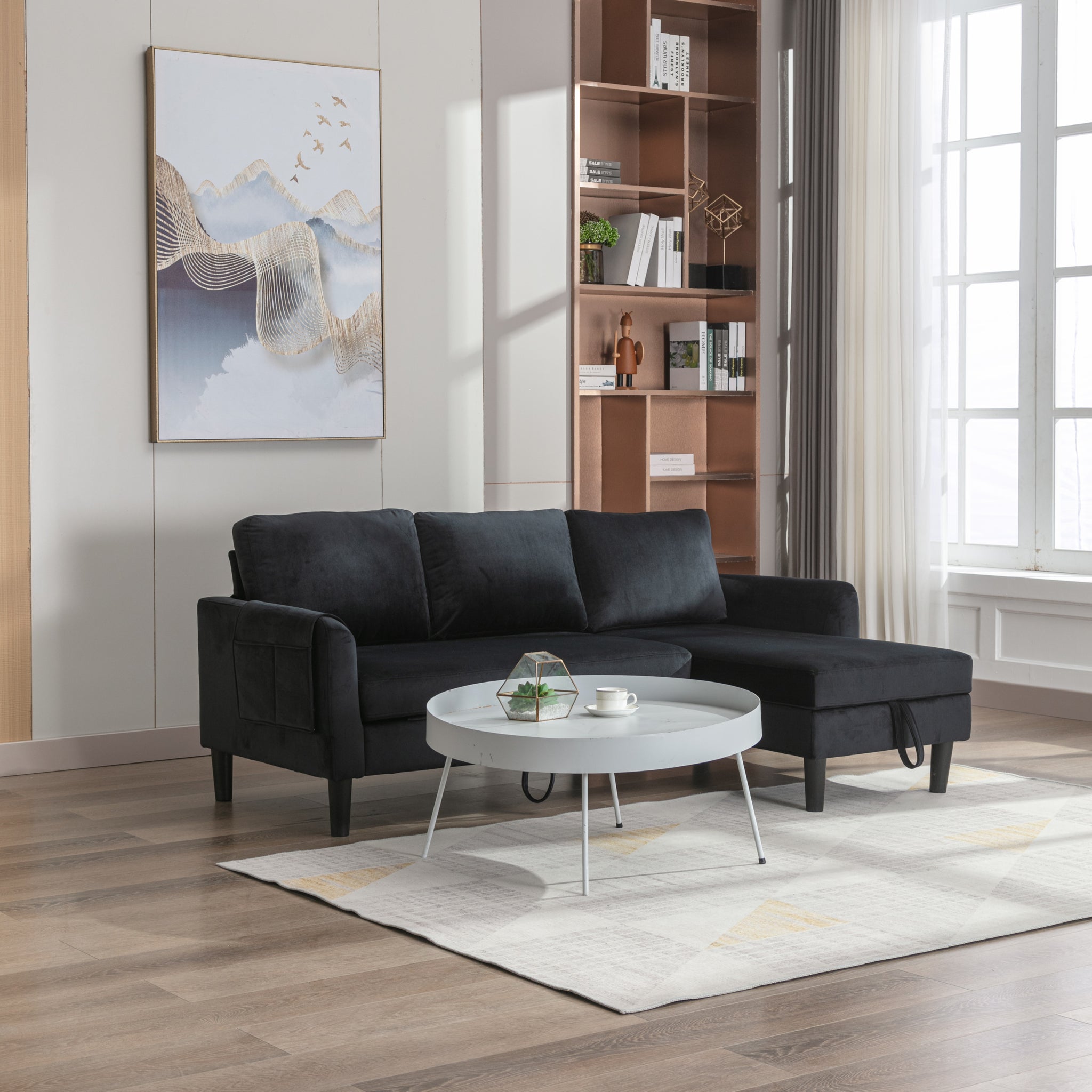 United We Win Sectional Sofa Reversible Sectional Sleeper Sectional Sofa With Storage Chaise Black Polyester