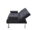 Black Leather Multifunctional Double Folding Sofa Bed For Office With Coffee Table Black Foam Pvc 2 Seat