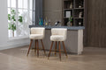 Coolmore Counter Height Bar Stools Set Of 2 For Kitchen Counter Solid Wood Legs With A Fixed Height Of 360 Degrees Ivory Solid Wood