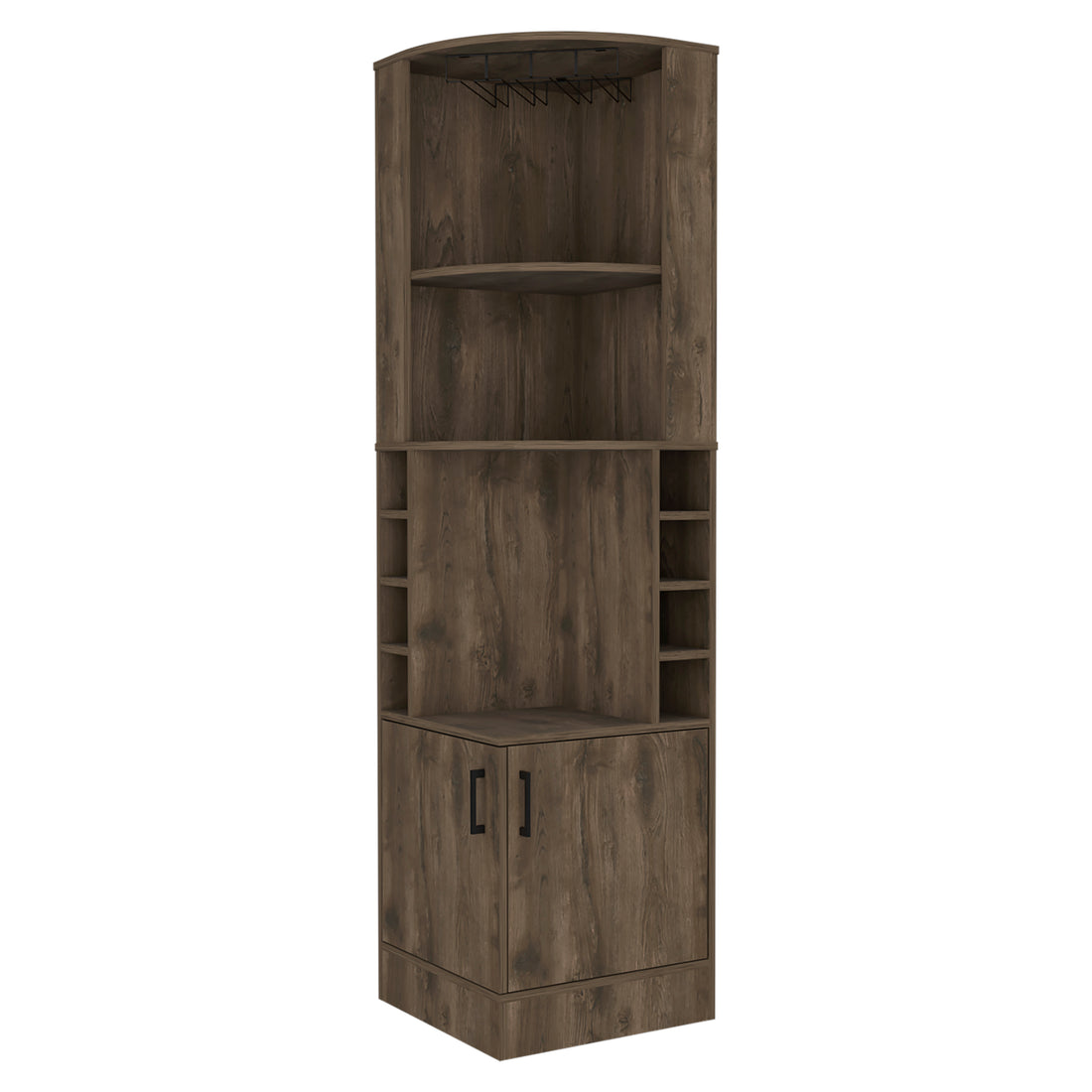 Dark Brown 8 Bottle 2 Shelf Bar Cabinet Freestanding 5 Or More Shelves Brown Primary Living Space Shelves Included Particle Board
